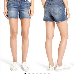 KUT From the Kloth Denim Frayed Shorts, Gidget size 16, color is “consolidated”
